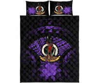 Vanuatu Polynesian Quilt Bed Set Hibiscus Purple - Polynesian Pride