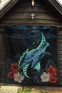 Hawaii Polynesian Honu Sea Hibiscus Premium Quilt - Polynesian Pride