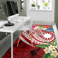 Nauru Polynesian Area Rug - Summer Plumeria (Red) - Polynesian Pride
