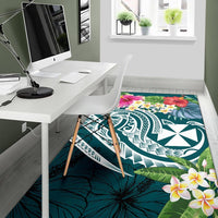Wallis and Futuna Polynesian Area Rug - Summer Plumeria (Turquoise) - Polynesian Pride