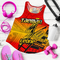 American Samoa Women's Racerback Tank - Taema Leone Red And Yellow - Polynesian Pride