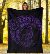Seahorse Polynesian Blanket - Polynesian Tattoo Purple - Polynesian Pride
