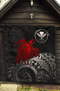 Hawaii Polynesian Premium Quilt - Kanaka Maoli & Red Turtle - Polynesian Pride