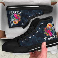 Tahiti Polynesian High Top Shoes - Tropical Flower - Polynesian Pride