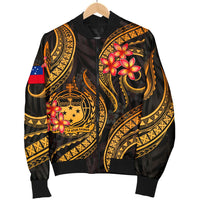 Samoa Polynesian Men Bomber Jacket - Gold Plumeria GOLD - Polynesian Pride