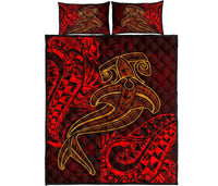 Polynesian Quilt Bed Set - Red Shark Polynesian Tattoo - Polynesian Pride