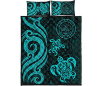 Palau Quilt Bed Set - Turquoise Tentacle Turtle - Polynesian Pride
