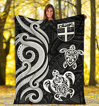 Fiji Polynesian Premium Blanket - White Tentacle Turtle - Polynesian Pride
