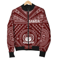 Samoa Men's Bomber Jacket - Samoa Seal In Polynesian Tattoo Style (Red) - Polynesian Pride