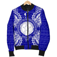 Northern Mariana Islands Polynesian Men's Bomber Jacket Map Blue - Polynesian Pride