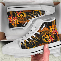Polynesian Hawaii High Top Shoes - Gold Plumeria - Polynesian Pride