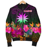 Nauru Men's Bomber Jacket - Summer Hibiscus - Polynesian Pride
