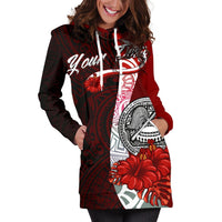 American Samoa Polynesian Custom Personalised Hoodie Dress - Coat Of Arm With Hibiscus - Polynesian Pride