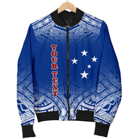 Samoa Custom Personalised Women's Bomber Jacket - Polynesian Fog Blue - Polynesian Pride