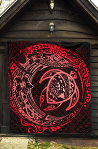 Hawaiian Turtle Polynesian Red Premium Quilt - Polynesian Pride