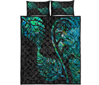 Aotearoa Maori Quilt Bed Set Silver Fern Koru Vibes - Polynesian Pride
