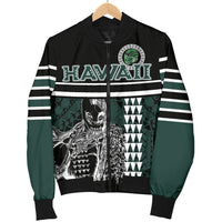 Personalised - Hawaii Kakau Polynesian Warrior Football Men's Bomber Jacket - Rainbow Style - Polynesian Pride