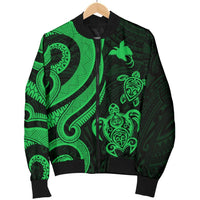 Papua New Guinea Men's Bomber Jacket - Green Tentacle Turtle - Polynesian Pride