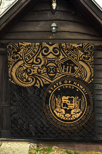 Hawaii Premium Quilt - Hawaii Seal Pride Style (Gold) - Polynesian Pride