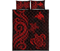 Papua New Guinea Quilt Bed Set - Red Tentacle Turtle - Polynesian Pride