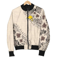 Papua New Guinea Men's Bomber Jacket - The Beige Hibiscus - Polynesian Pride