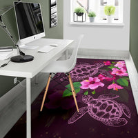 Hawaii Turtle Hibiscus Pink Simple Rug - Polynesian Pride