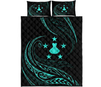 Austral Islands Quilt Bed Set - Turquoise - Frida Style Turquoise - Polynesian Pride