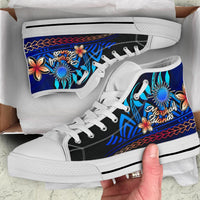 Marshall Islands High Top Shoes Blue - Vintage Tribal Mountain - Polynesian Pride
