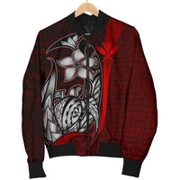 Polynesian Hawaii Men Bomber Jacket Red - Turtle with Hook RED - Polynesian Pride