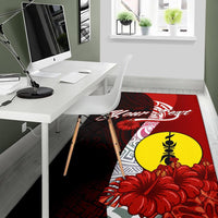 New Caledonia Polynesian Custom Personalised Area Rug - Coat Of Arm With Hibiscus - Polynesian Pride