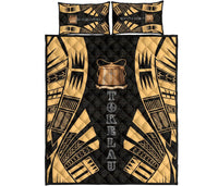 Tokelau Quilt Bed Set - Tokelau Coat Of Arms Yellow Tattoo Style Art - Polynesian Pride