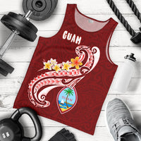 Guam Men's Tank Top - Guam Seal Polynesian Patterns Plumeria (Red) - Polynesian Pride