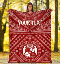 Tonga Personalised Premium Blanket - Tonga Seal With Polynesian Tattoo Style (Red) - Polynesian Pride