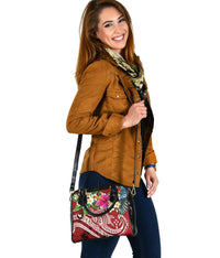 Kosrae Polynesian Shoulder Handbag - Summer Plumeria (Red) - Polynesian Pride