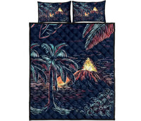 Night On The Land Quilt Bed Set Black - Polynesian Pride