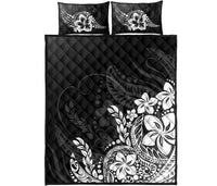 Polynesian Quilt Bed Set - Black Hibiscus Style Black - Polynesian Pride
