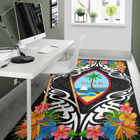 Guam Area Rug - Coat OfArmsWith Tropical Flowers - Polynesian Pride