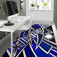 Marshall Island Area Rug - Tribal Flower Special Pattern Blue Color - Polynesian Pride