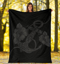 Anchor Gold Gray Tribal Premium Blanket - Polynesian Pride