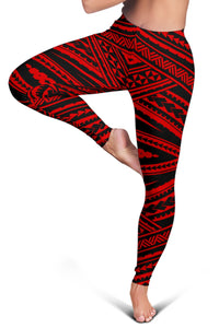 Polynesian Tatau Red Hawaii Women's Leggings AH - Polynesian Pride