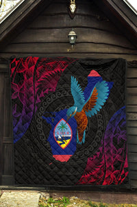 Guam Premium Quilt - KingFisher Bird With Map - Polynesian Pride