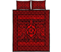 Hawaii Polyensian Turtle Quilt Bed Set Red Red - Polynesian Pride