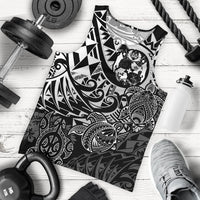 Tonga Polynesian Tank Top (Men) - White Turtle Flowing White - Polynesian Pride