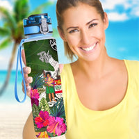 Fiji Hydro Tracking Bottle White - Turtle Plumeria Banana Leaf Crest - Polynesian Pride