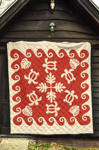 Hawaiian Turtle Pattern Premium Quilt - Red - Argu Style - AH - Polynesian Pride