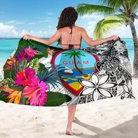 Guam Sarong White - Turtle Plumeria Banana Leaf - Polynesian Pride