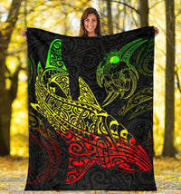 Shark Polynesian Blanket - Polynesian Tattoo Reggae White - Polynesian Pride