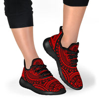 American Samoa Polynesian Tattoo Mesh Knit Sneakers Red - Polynesian Pride