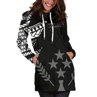 Kosrae Women's Hoodie Dress - Micronesian Pattern Flash Black - Polynesian Pride