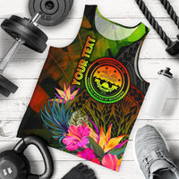 Federated States of Micronesia Polynesian Personalised Men's Tank Tops - Hibiscus and Banana Leaves Reggae - Polynesian Pride